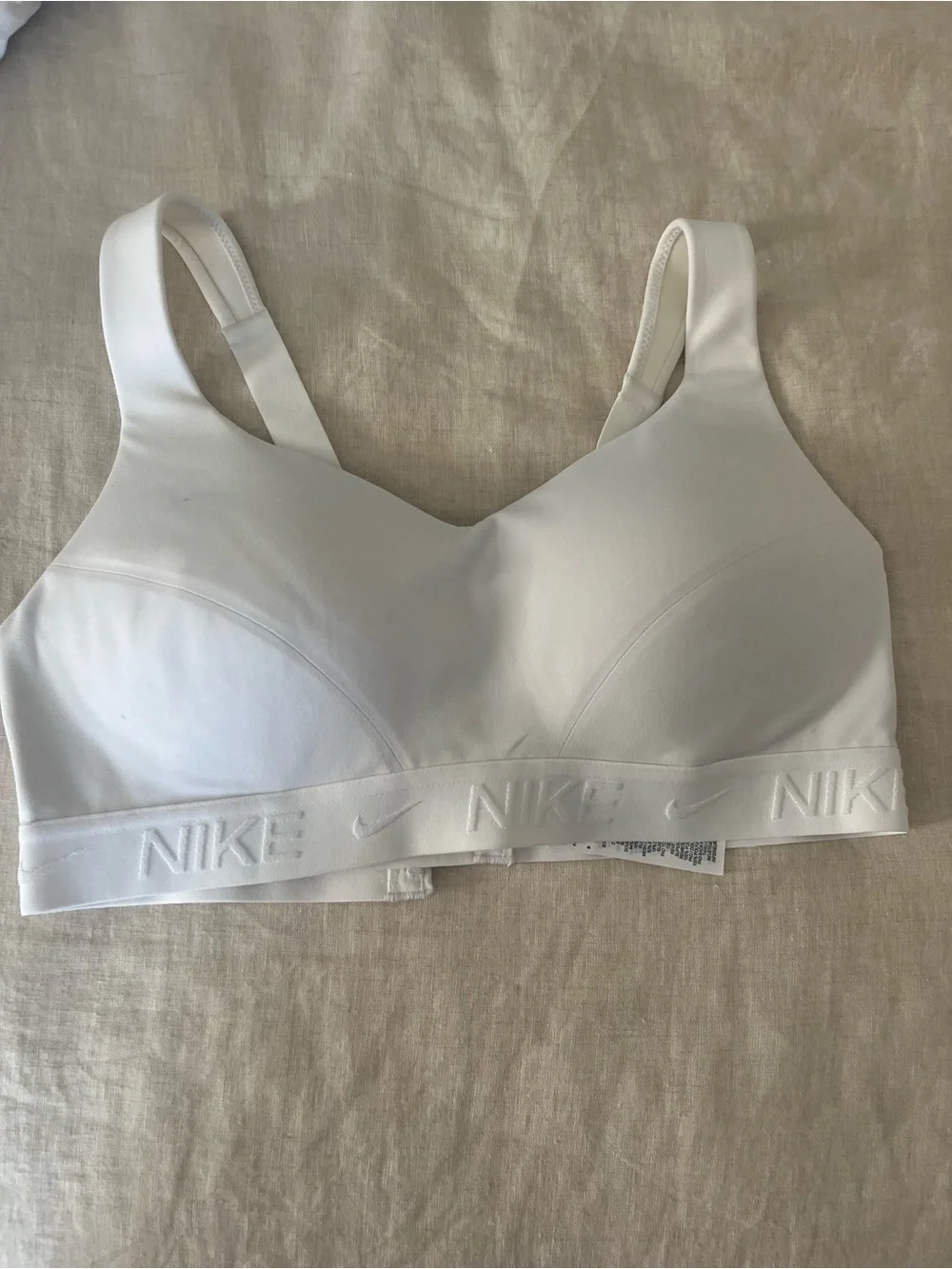 Nike White Padded Sports Bra with Adjustable Hook Back